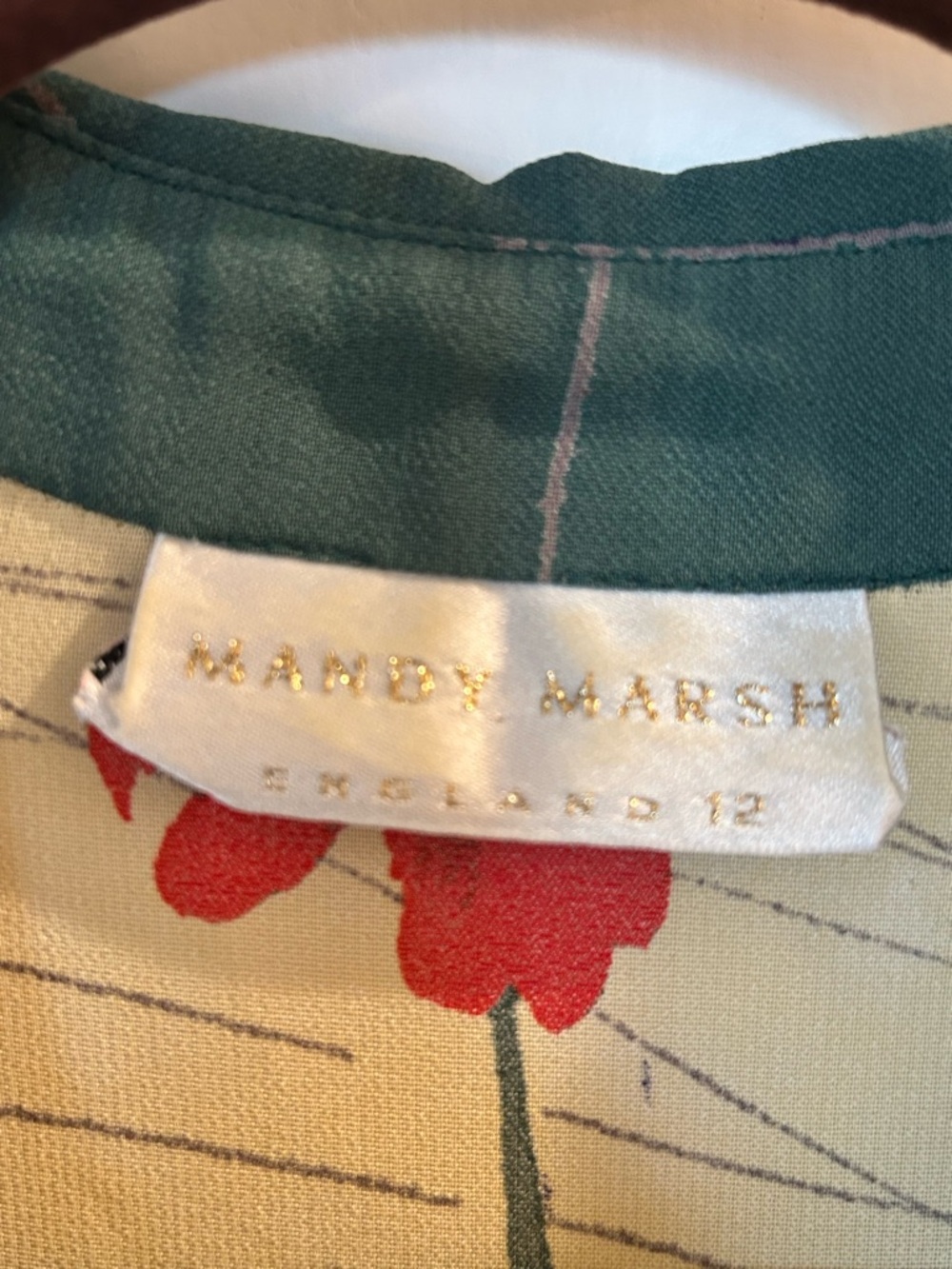 Vintage Mandy Marsh Green Chiffon Abstract Print Belted Maxi Dress - Picture 9 of 13
